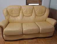 Sofa skórzana rozkładana * kremowa