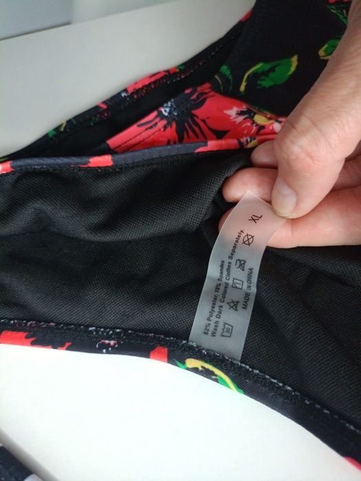 Strój kąpielowy shein r.xl L w pasy kwiaty wzory