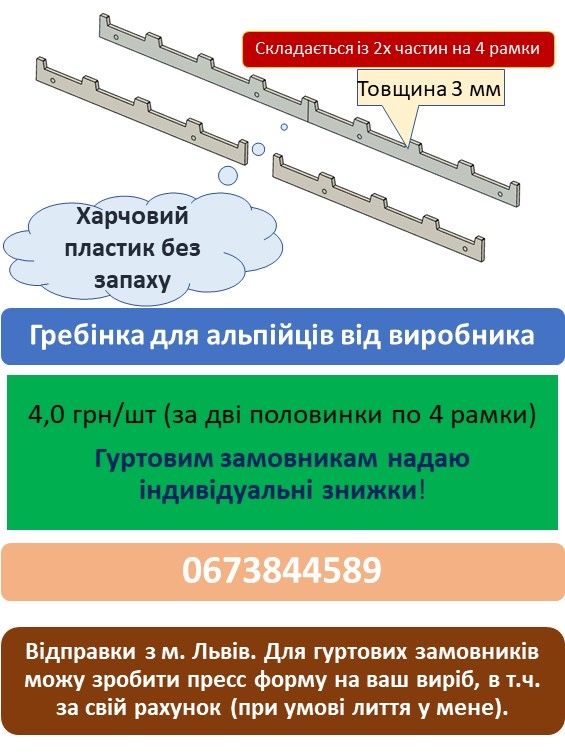 Гребенка (разделитель Гофмана) для альпийских ульев