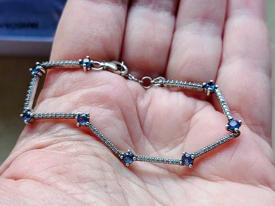 Срібний браслет Пандора "Блискучі пластини з паве" оригінальний