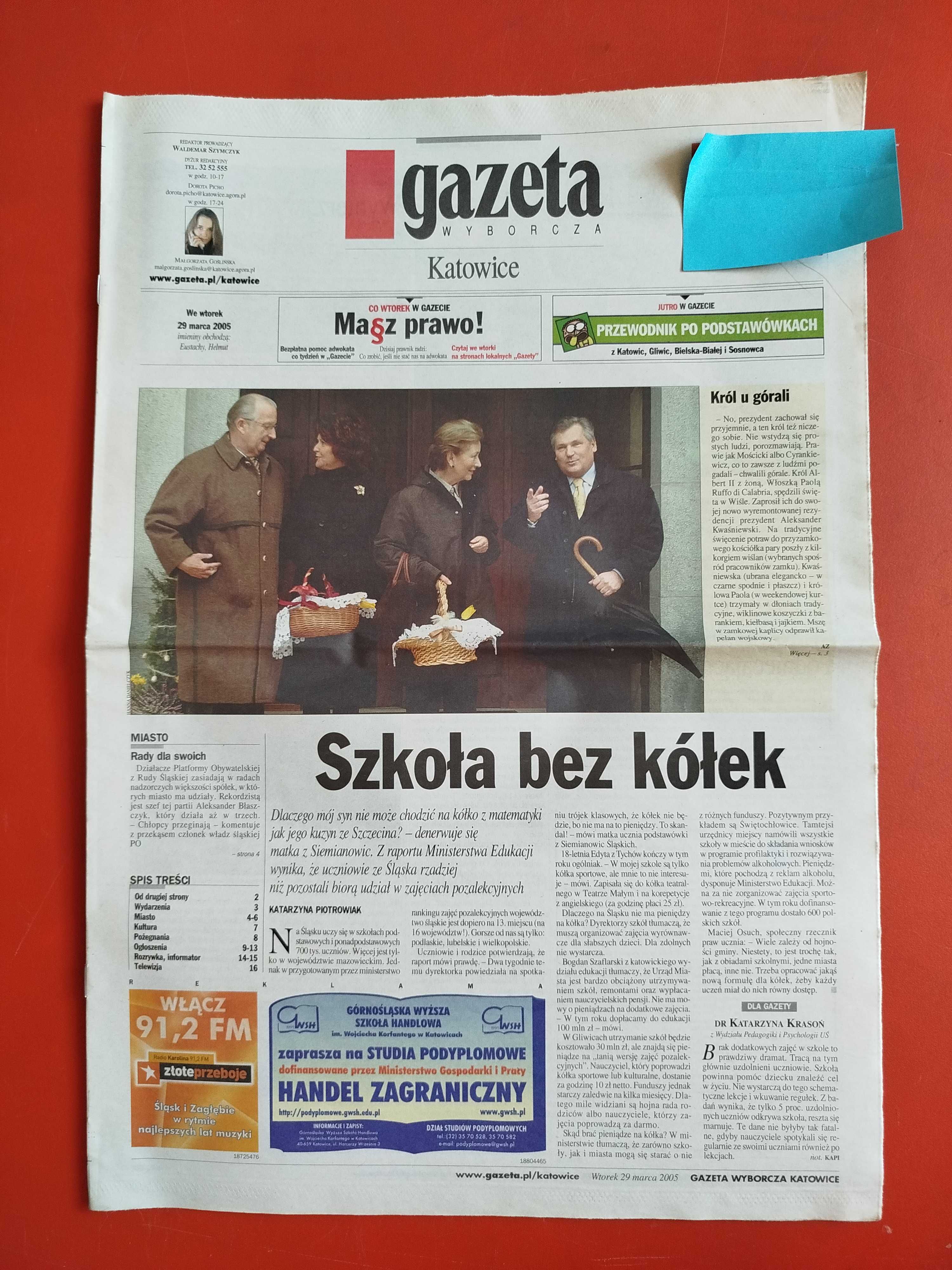 Gazeta Wyborcza, 29 marca 2005, nr 73, Trudna Wielkanoc Jan Paweł II
