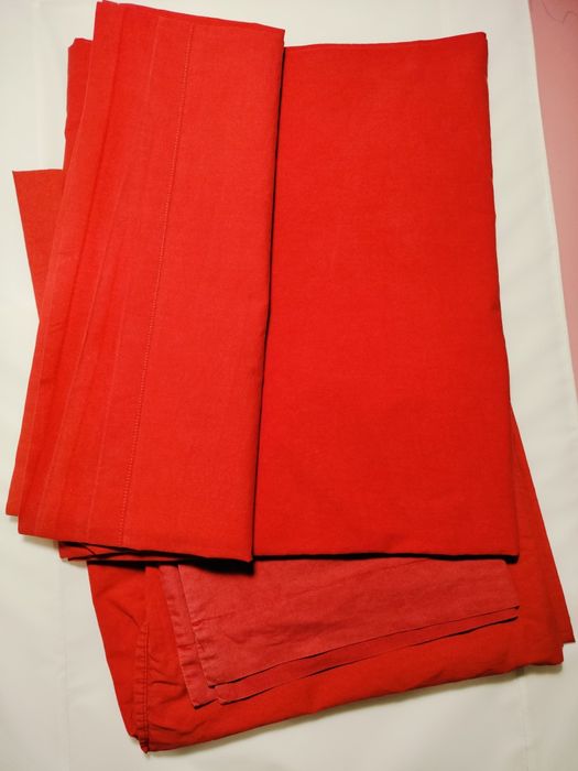 Conjunto completo lençóis vermelhos cama solteiro