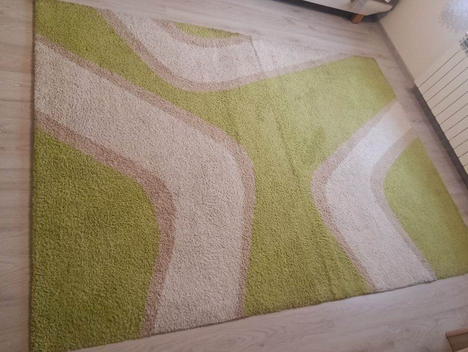 Dywan shaggy zielono beżowy 195x276