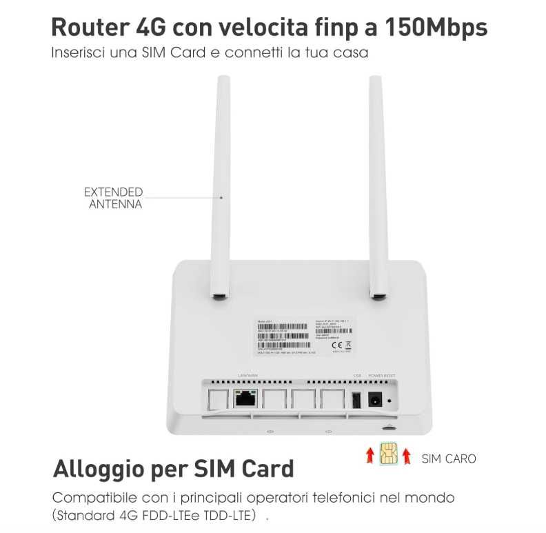 Calonny Router 4G LTE WiFi z kartą SIM cat4 300mbps Wreless Modem