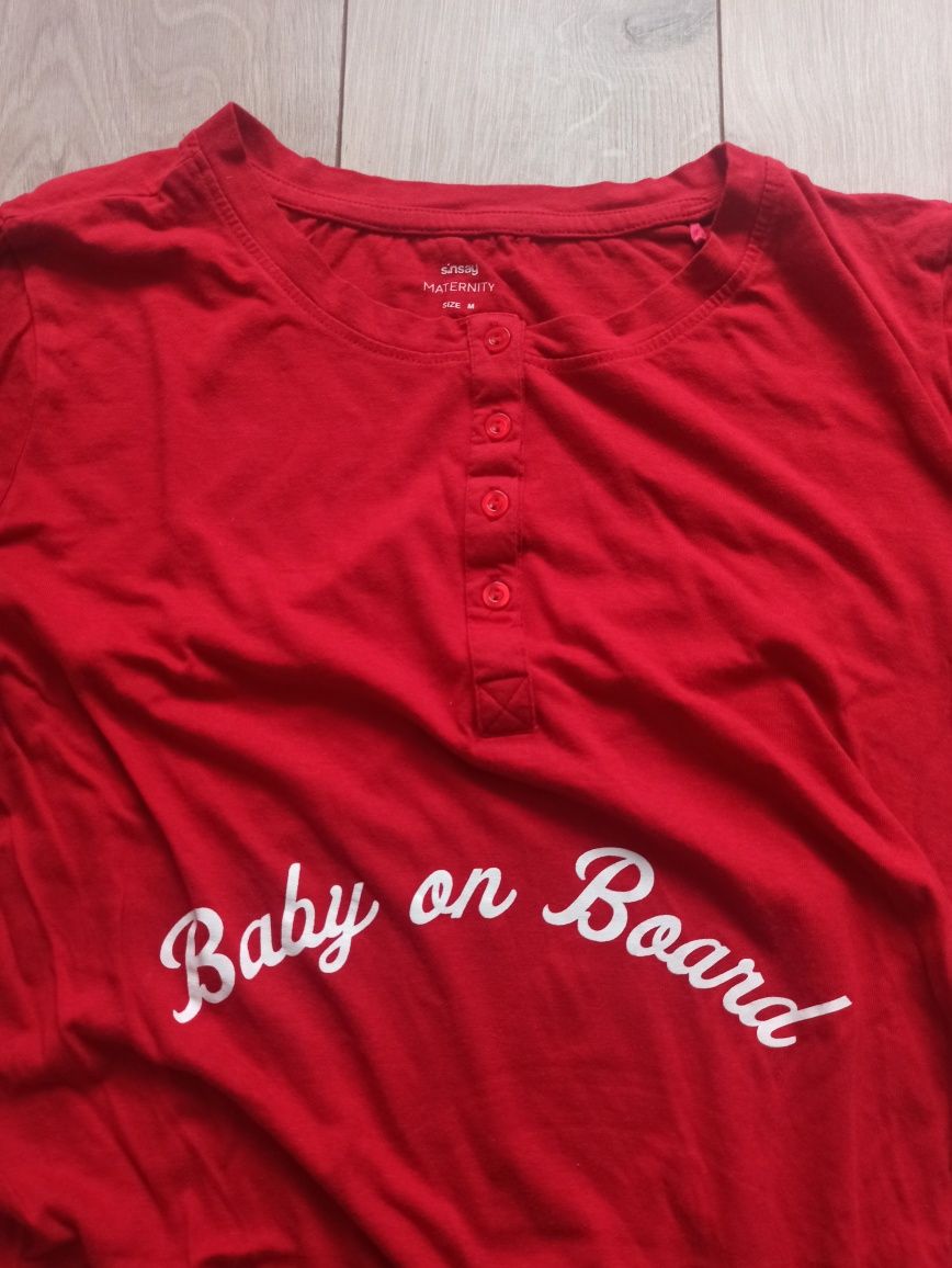 T-shirt baby on board, góra pidżamy, koszulka ciążowa
