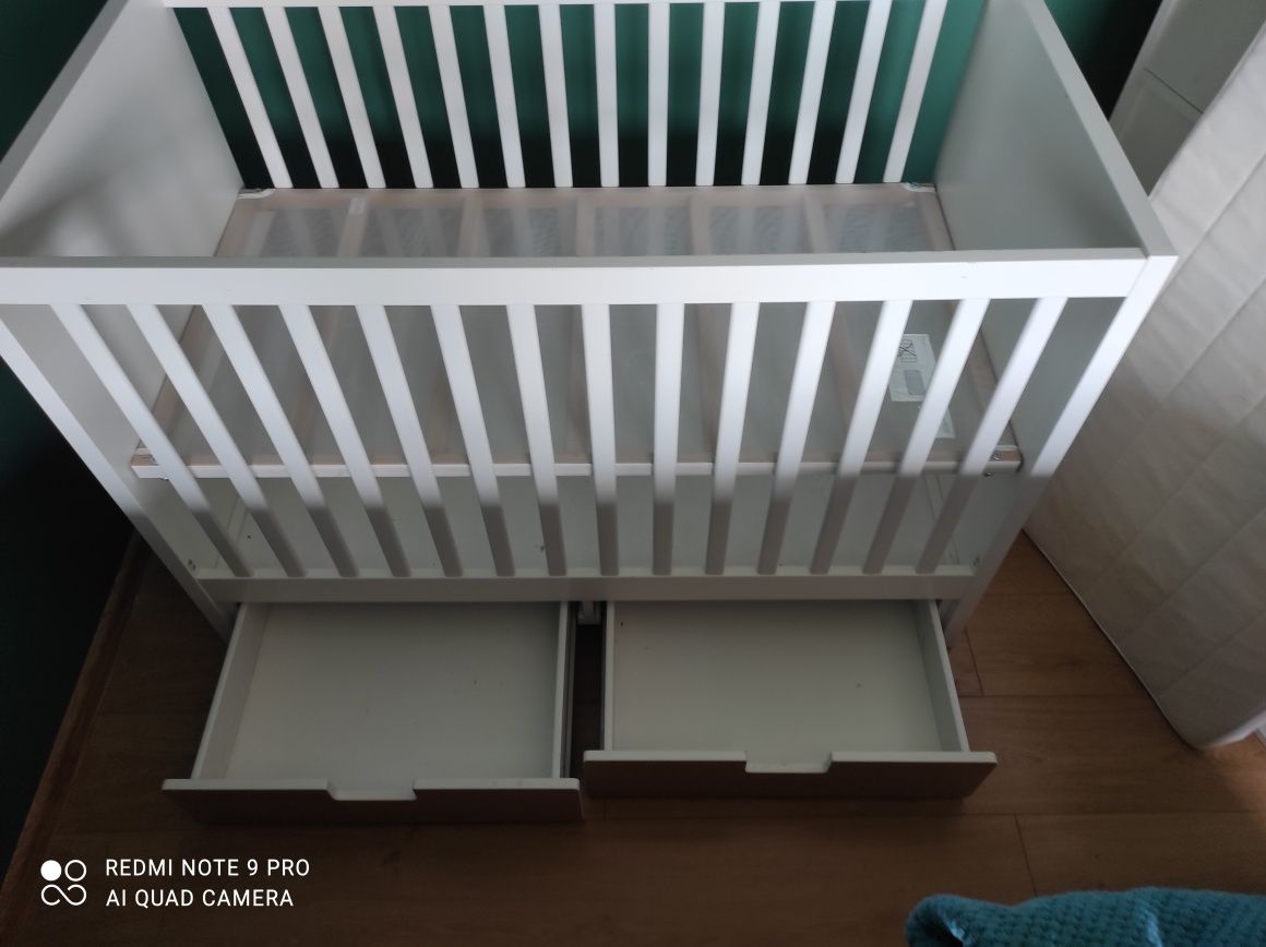 Łóżeczko niemowlęce Ikea stuva wraz z materacem Ikea skont