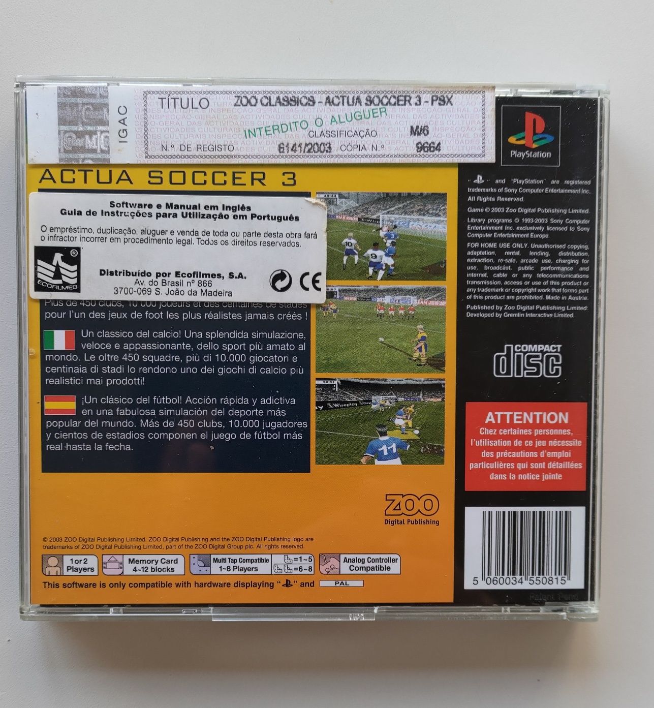 Actua Soccer 3 - Jogo PlayStation 1