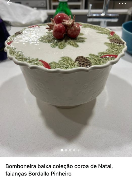 Bomboneira baixa coleccao natal faiancas Bordallo Pinheiro