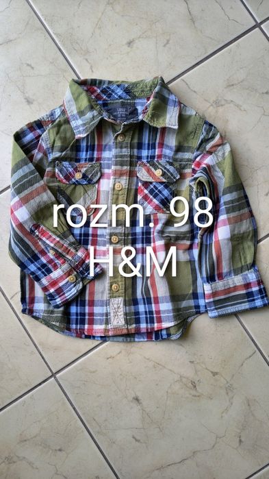 Zielona koszula w kratę H&M rozm. 98