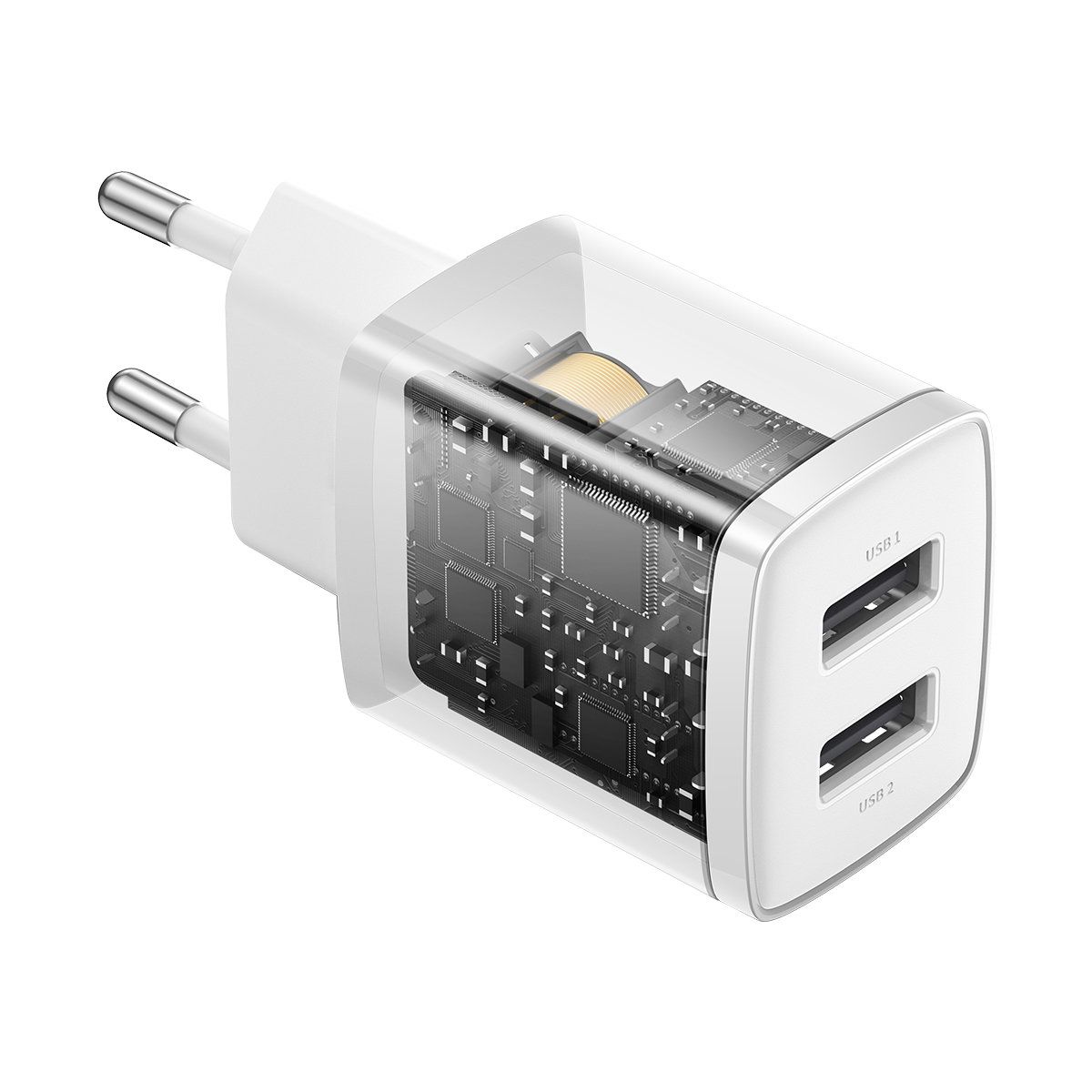 mała ładowarka sieciowa compact 2x usb 10.5w biały