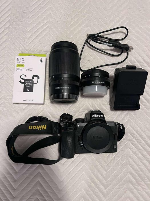 Aparat Nikon Z50 + 2 obiektywy + karta 128GB+ 2 baterie (nowa) +GRATIS