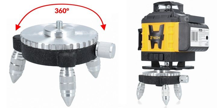 Poziomica Laserowa Xtech 360° Laser Krzyżowy 4d