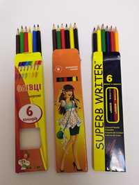 Кольорові олівці 6 кольорів