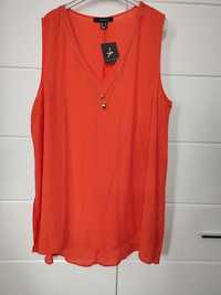 Nowa bluzka pomarańczowa z ozdobnym łańcuszkiem rozmiar 48