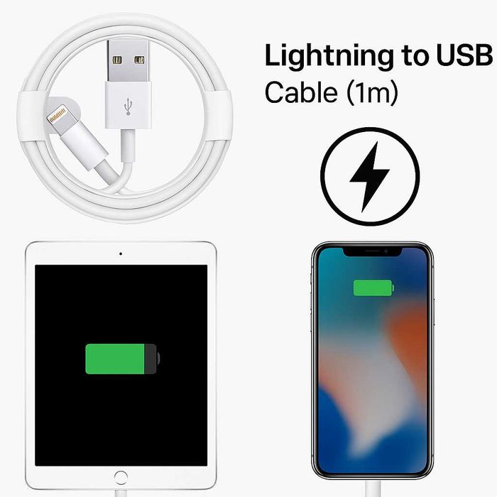 Kabel do Ładowania IPhona 1m 7,8,X,11,12,13 USB-A Lightning Ładowarka