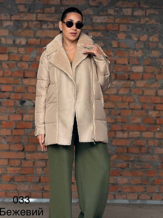 Жіноча комбінована куртка пальто