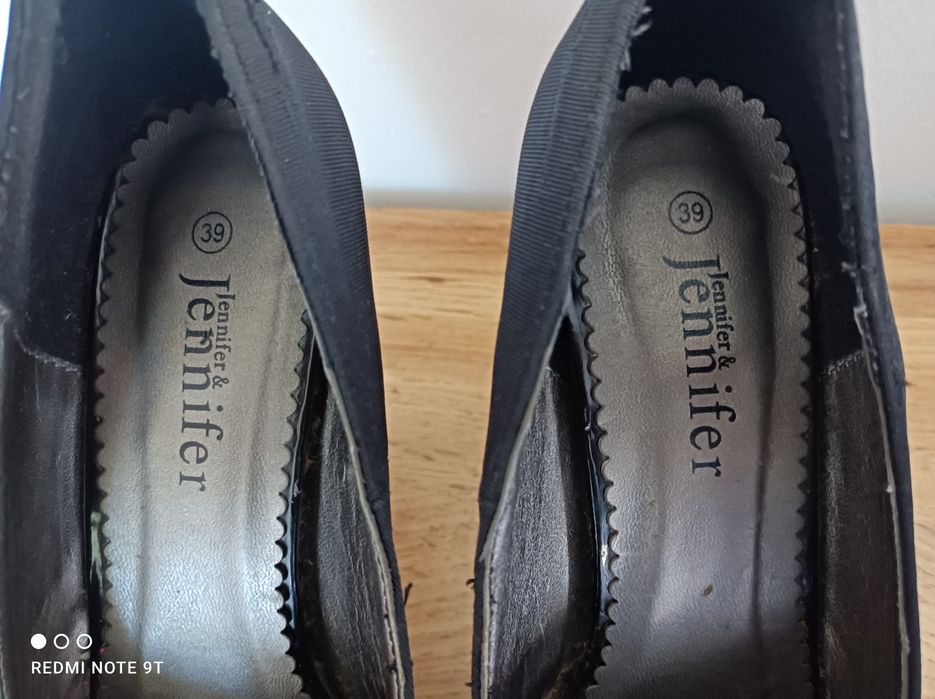 Czarne szpilki Jennifer z odkrytymi palcami sandały  na obcasie 39