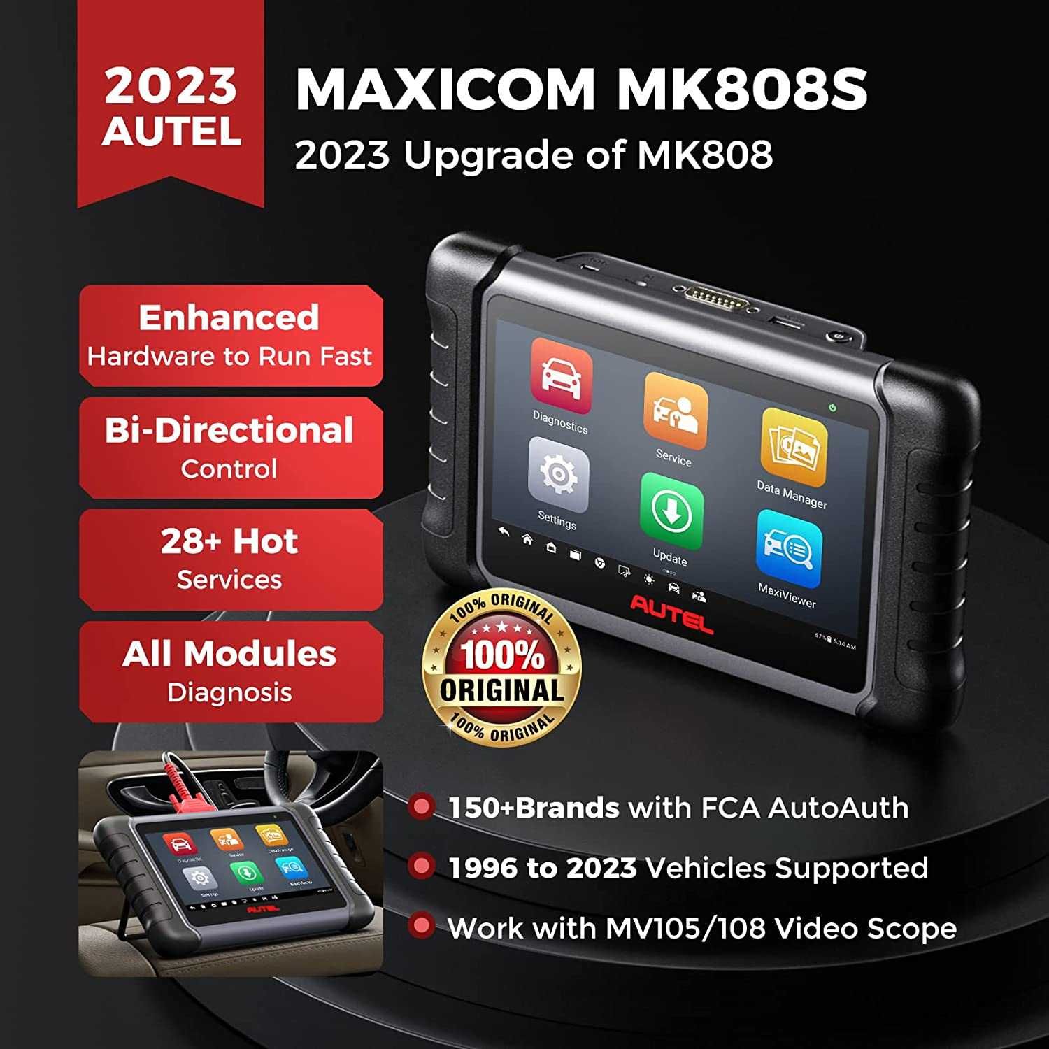AUTEL MaxiCOM MK808S,Assistência Técnica,Modelo Certificado,Garantia