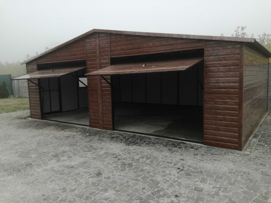 Garaż blaszany 6x5 plus 3m wiaty zabudowanej z tyłu. Profil ocynk