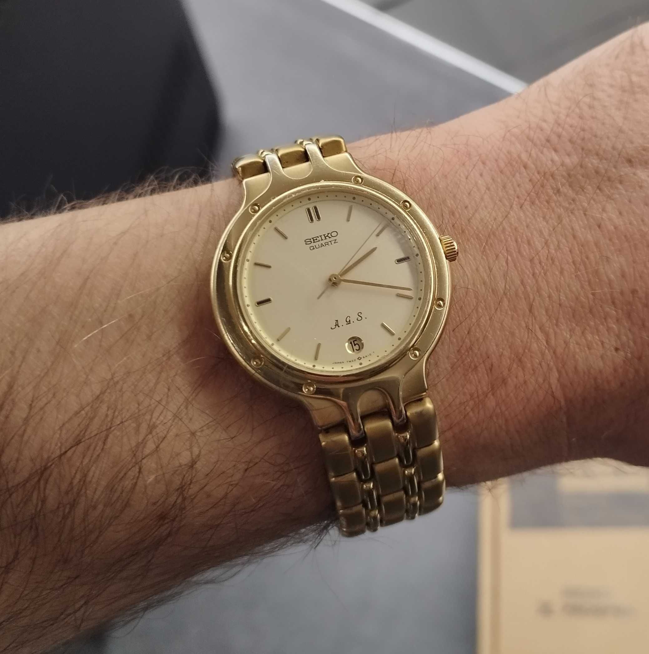 Zegarek męski Seiko Kinetic A.G.S. pudełko ładny stan vintage rzadki