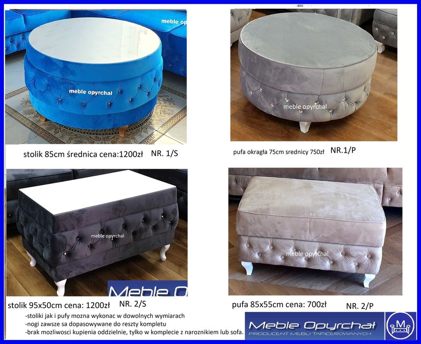 PRODUCENT Piękny narożnik cheesterfield kryształki glamour NR.1/2024H