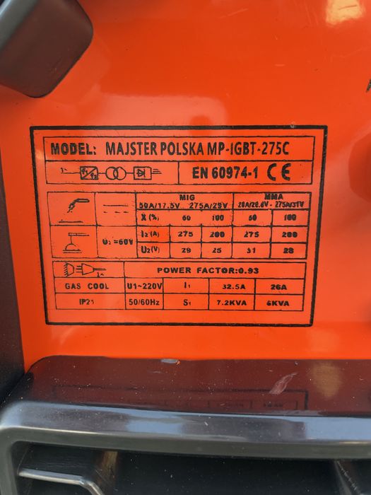 Spawarka migomat MAJSTER POLSKA IGBT-275C