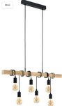 Lampa wisząca loft drewno-stal