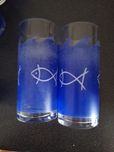 10 copos vidro com peixes
