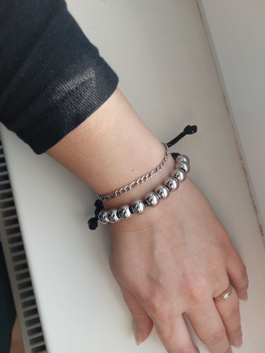 Różaniec na rękę z koralikami 1 cm stal nierdzewna paracord 4mm