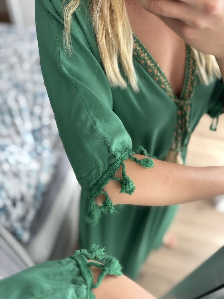 Nowa zielona sukienka maxi w stylu boho , sukienka z wiskozy