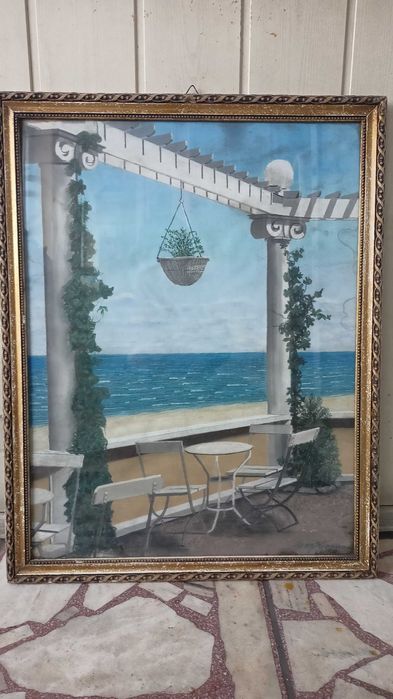 Pejzaż włoski Willa nad morzem Koopmann 1914 rok pastel