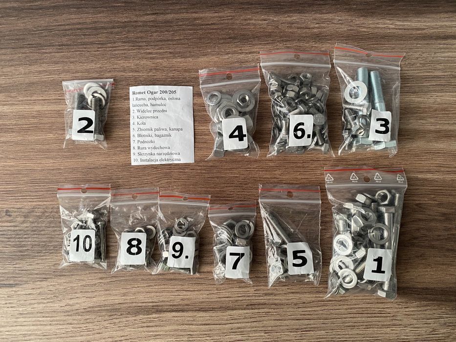 NOWY komplet śrub śruby NIERDZEWNE OGAR 200 OGAR 205 romet