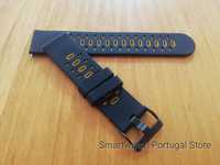 Bracelete 22mm em silicone (Nova) Preta e Laranja