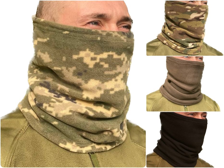 Флісовий Баф мультикам, піксель, чорний, олива/хакі зимовий