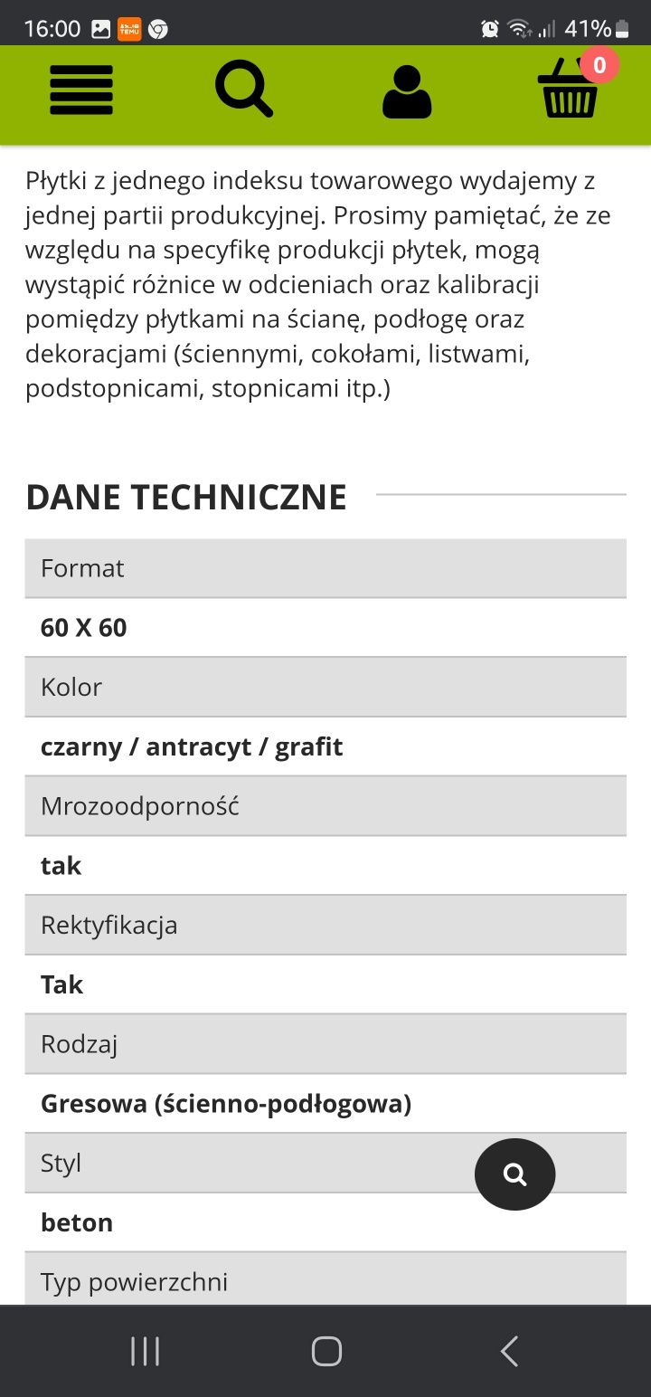 Gres płytki Boston antracite 1,8 m2