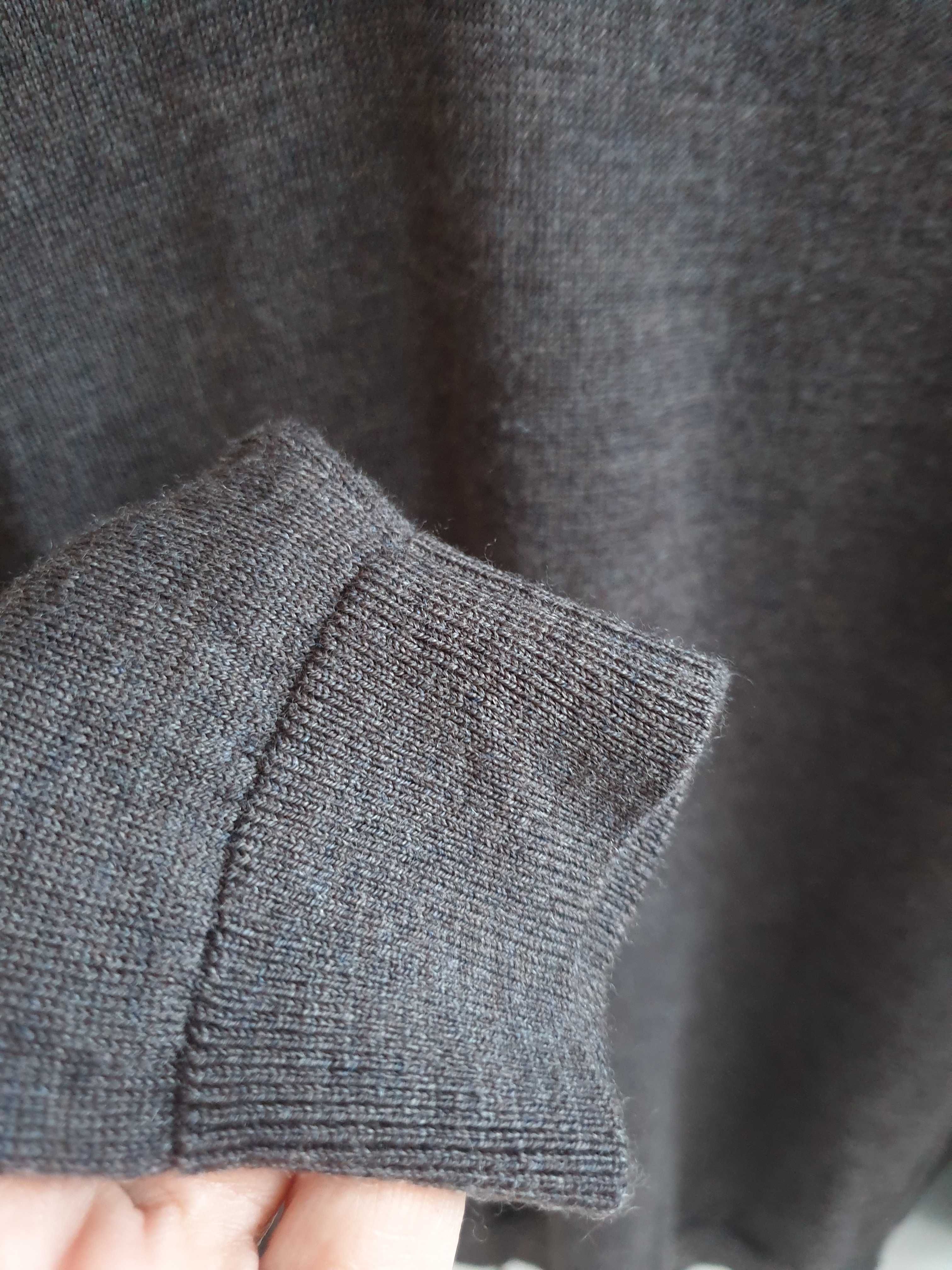 Brązowy  sweter 100% wełna merino Esprit męski M damski 38 40