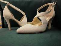 buty ślubne 24,4 cm rozm. 37/38 srebrna nitka