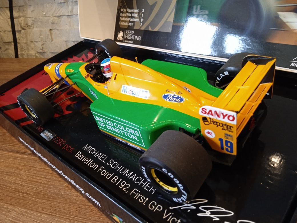 1:18 Minichamps Benetton Ford B192 M.Schumacher First GP Victory Spa