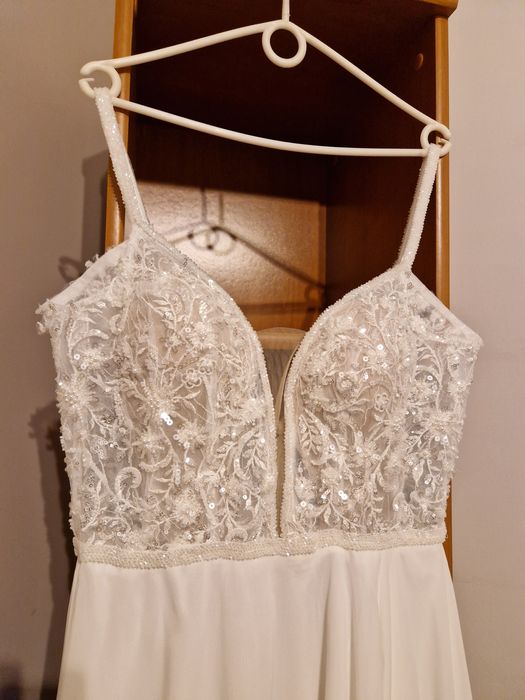 Suknia ślubna muślin koronka