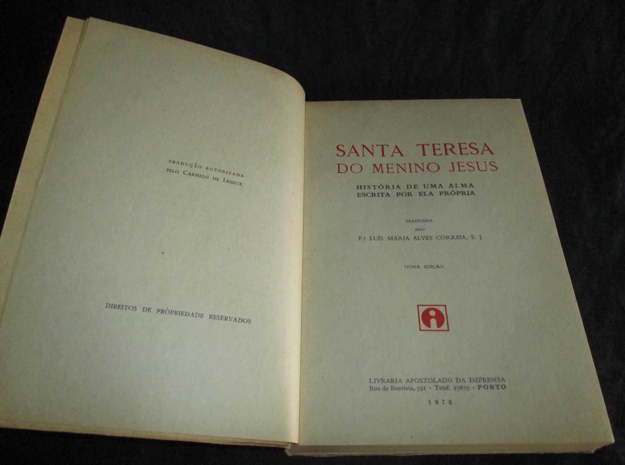 Livro Santa Teresa do Menino Jesus História de uma Alma 1978