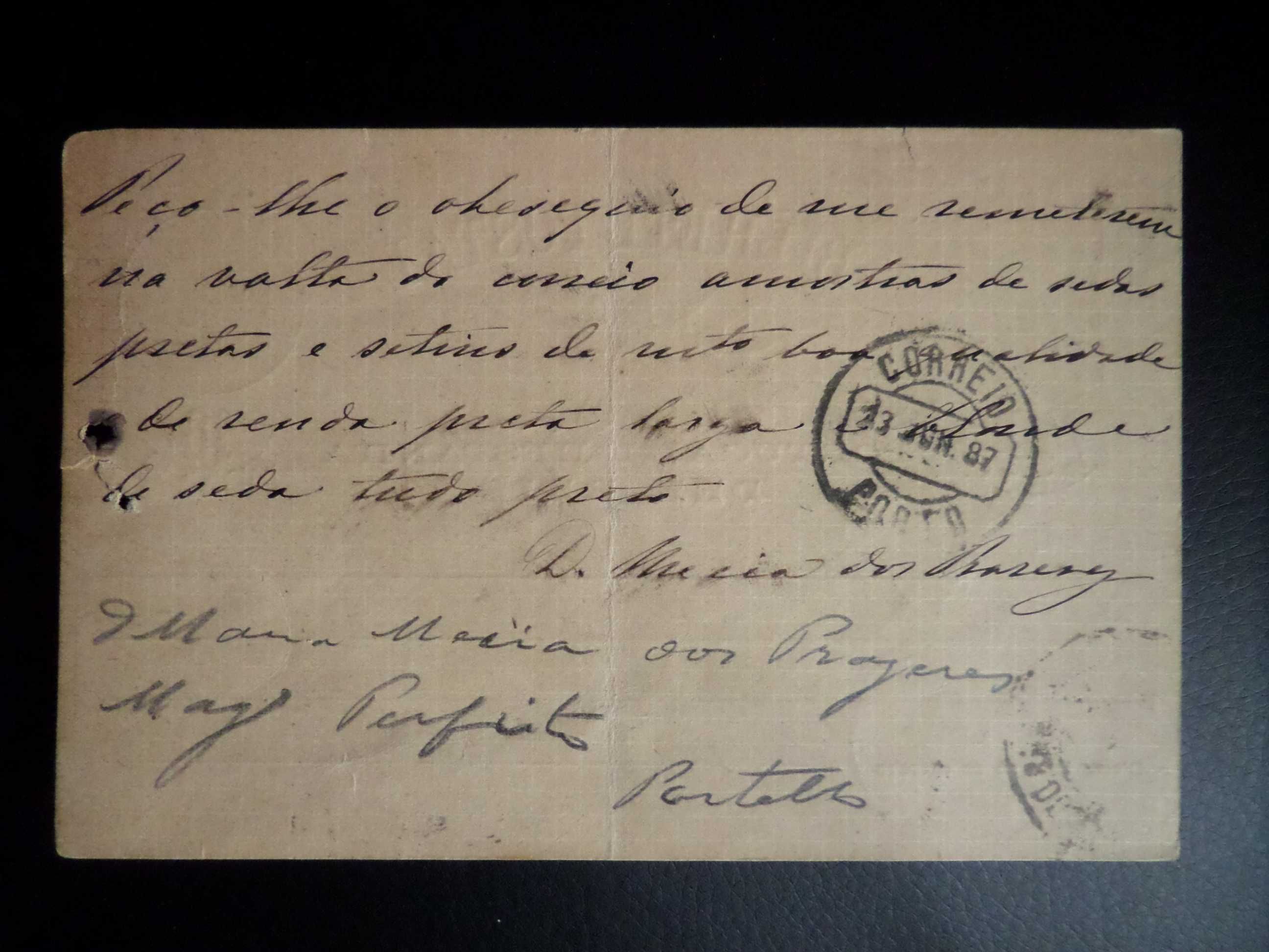 Bilhete Postal , Ano  1887 , Selo Impresso  D. Luis