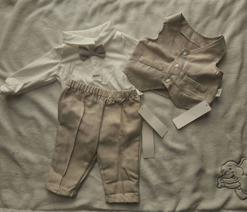 Garniturek niemowlęcy 1-3 miesiące chrzest