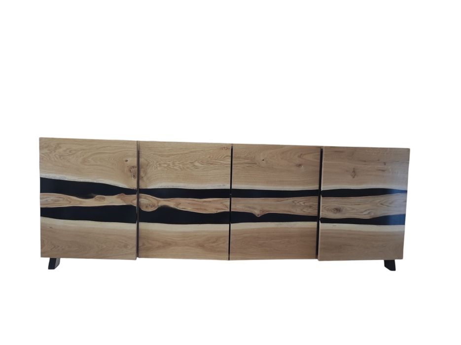 Komoda dębowa 220x45x80, żywica epoksydowa