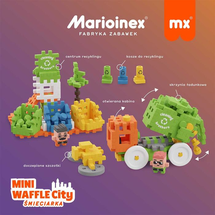 MARIOINEX KLOCKI mini wafle CITY ŚMIECIARKA 148 elementów 903131