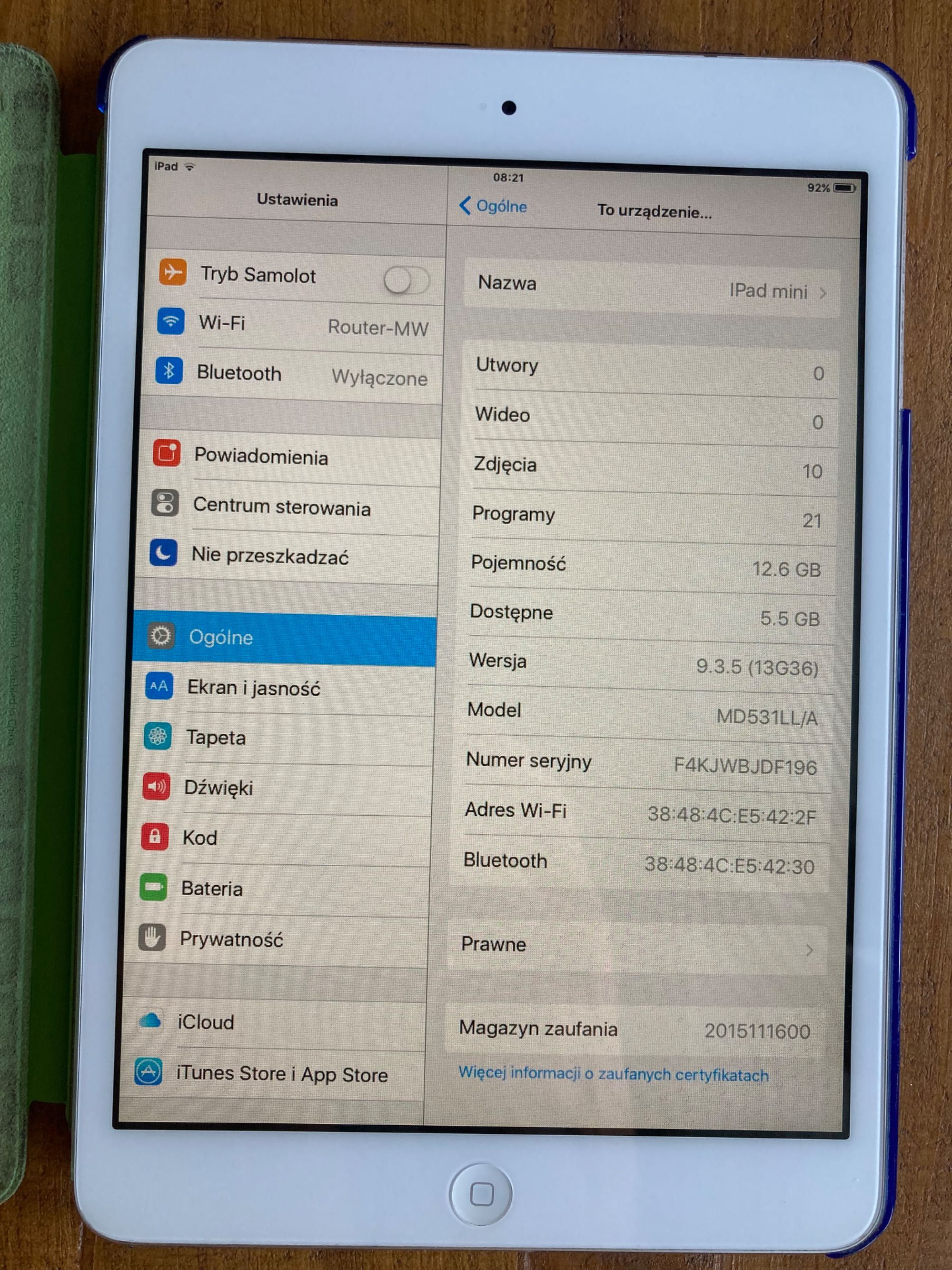 iPad mini 16GB biały MD531LL/A iPad2,5 / A1432