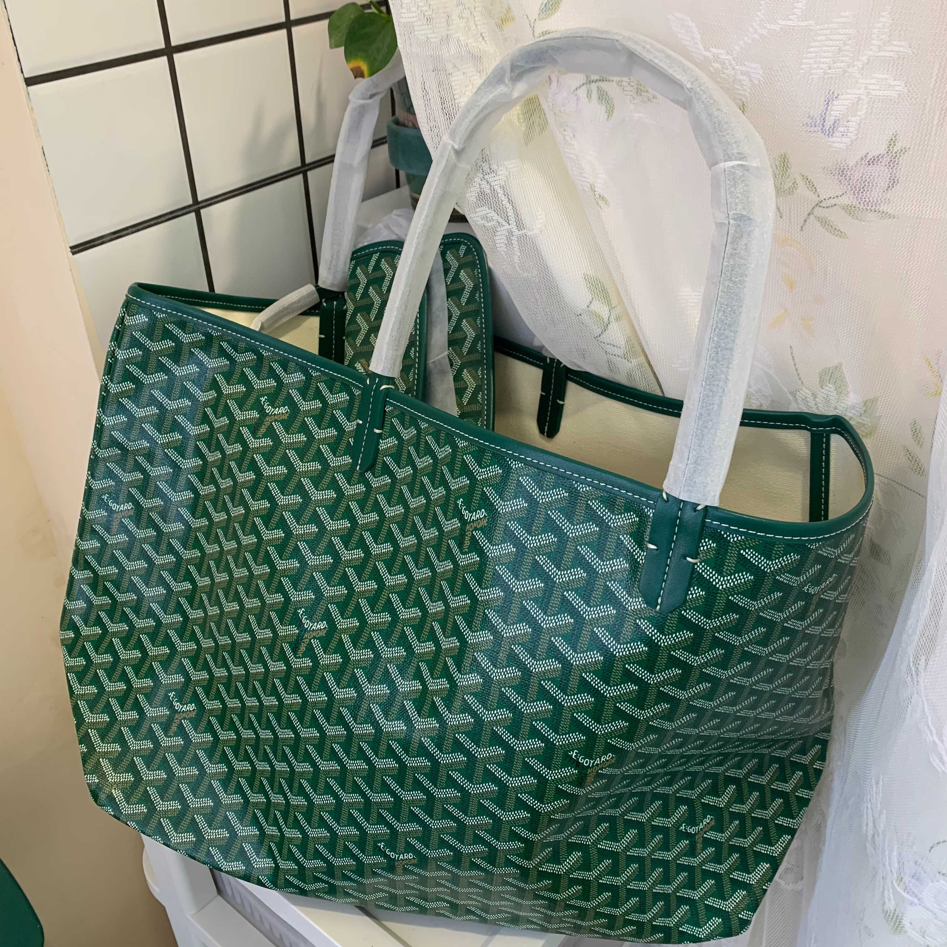 Goyard Saint Louis – Zielona Torba Shopper w Rozmiarze Średnim