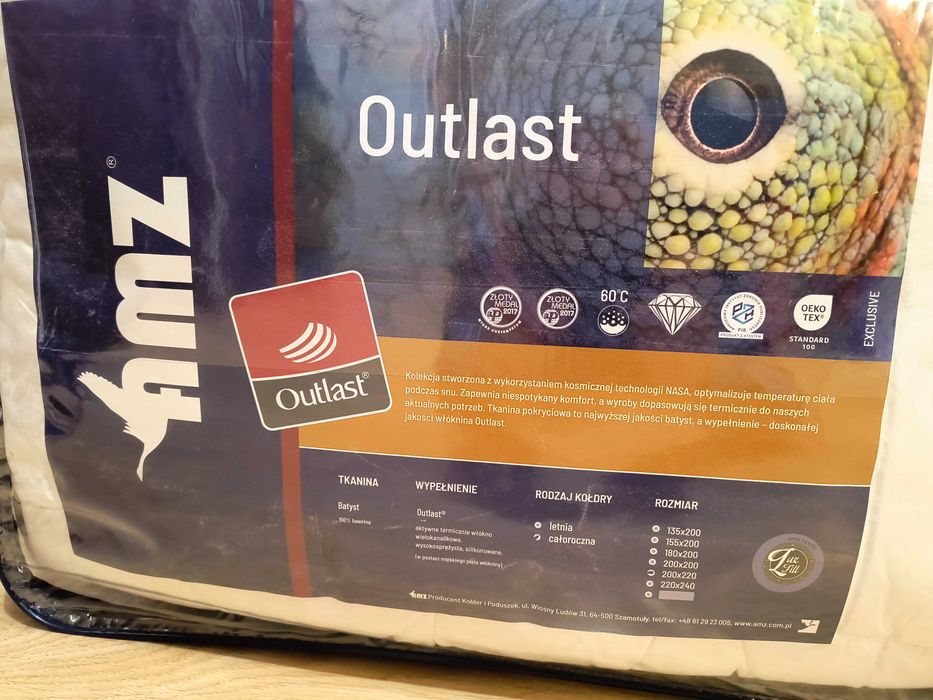 Kołdra AMZ OUTLAST CAŁOROCZNA 200x220 - używana jak nowa