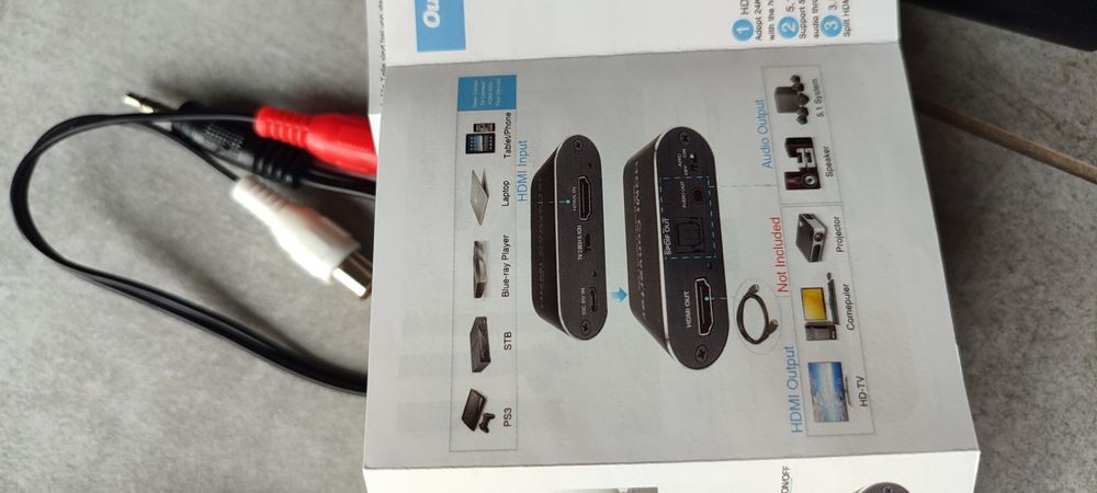 Ekstraktor HDMI do HDMI+audio ARC adapter konwerter cinch aux