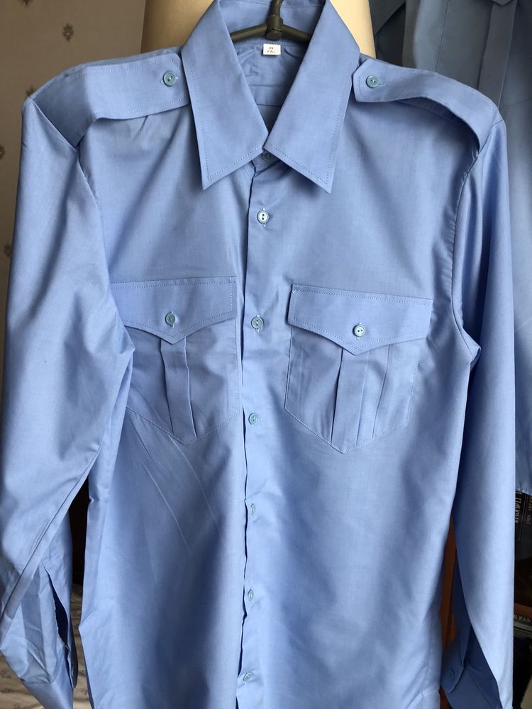 Рубашки мужские форменные, голубые (длинный и короткий рукав).