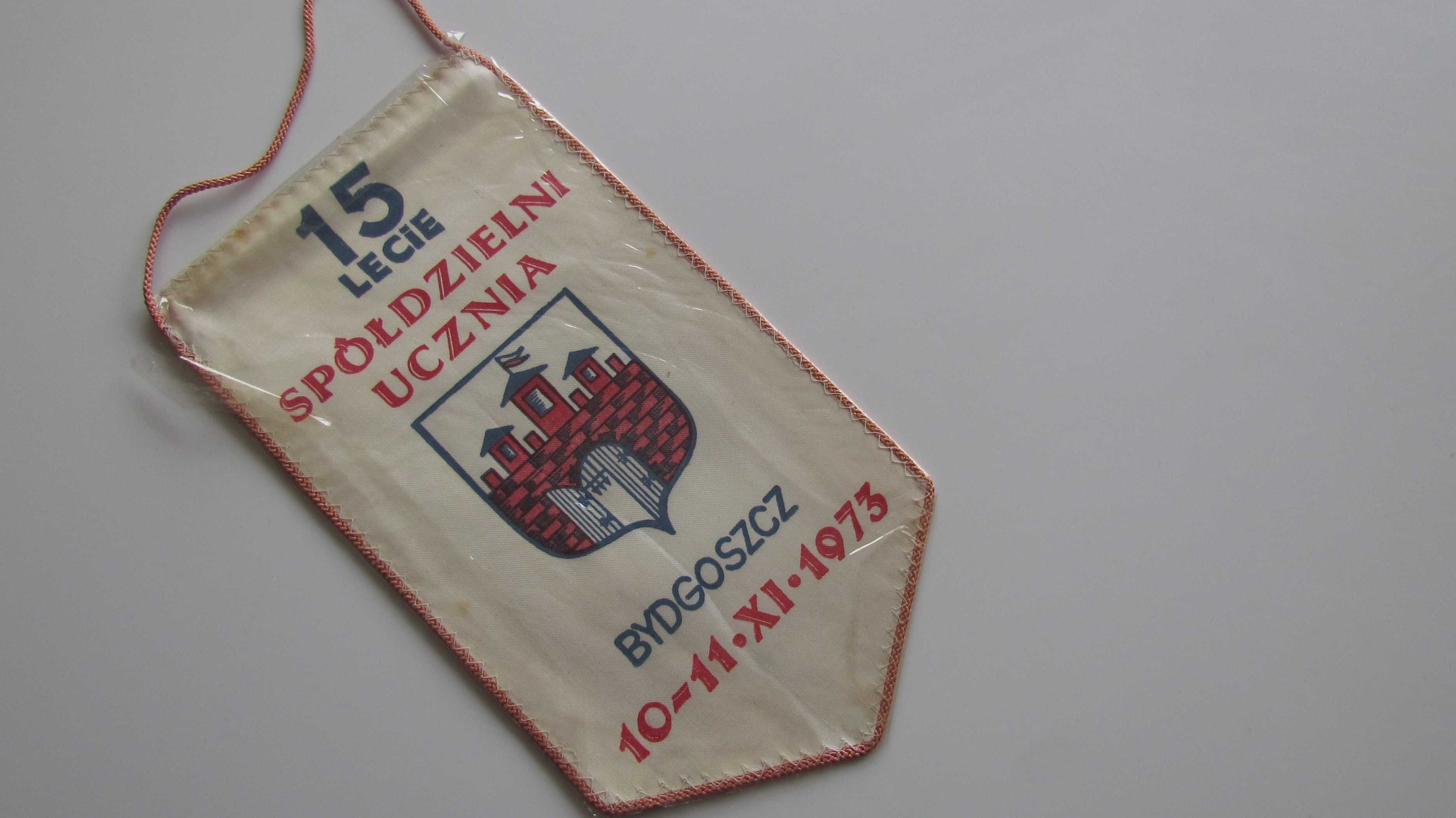 Proporczyk 15 lat Spółdzielnia Ucznia Bydgoszcz Herb 1973